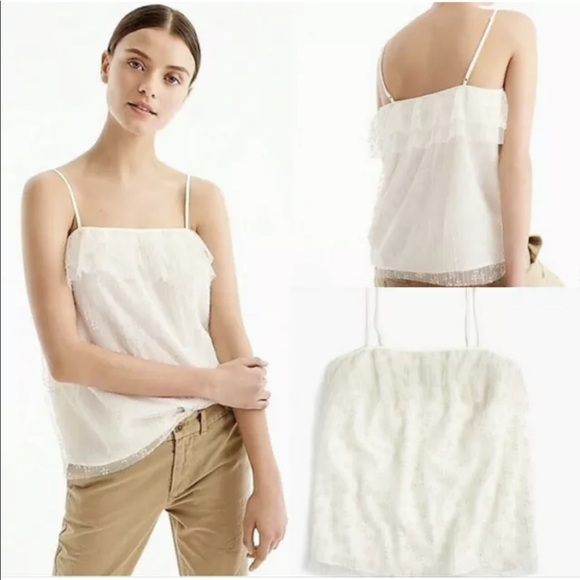 NWT J. Crew Ivory Flutter Lace Tank Cami Women's Size Medium G8413 $89 - Picture 1 of 11